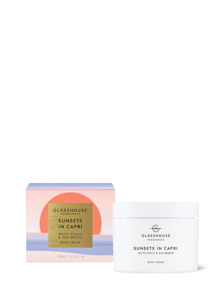 Glasshouse Sunsets in Capri - 200g Body Cream White Peach & Sea Breeze