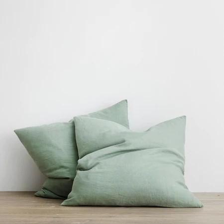 SET OF 2 LINEN EURO PILLOWCASES Without Border SageSage, Euro