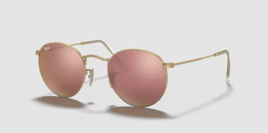 Ray-Ban Round Metal Matte Gold Sunglasses, Size 50 (S)
