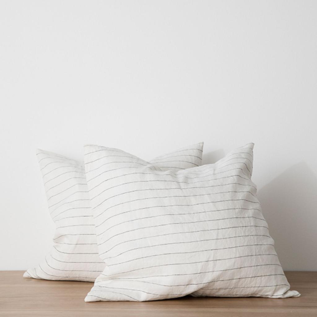 Cultiver Set of 2 Linen Euro Pillowcases Without Border Pencil StripePencil Stripe, Euro