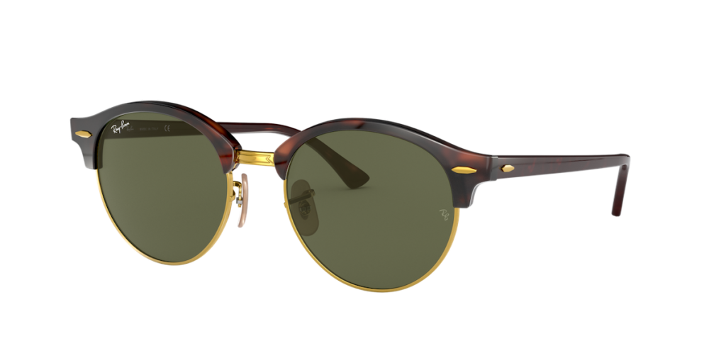 Ray-Ban Clubround Havana/Gold w Green, Size 51 (M)