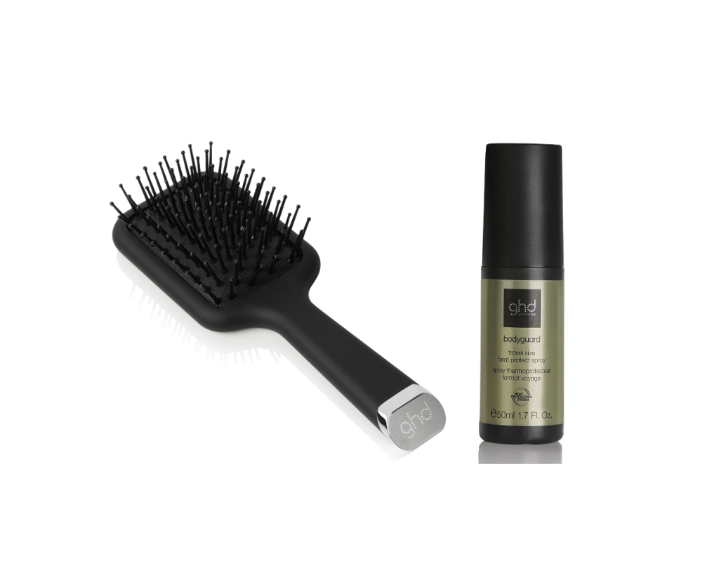 ghd Mini Paddle Brush & Ghd Bodyguard - Mini Heat Protect Spray 50ml