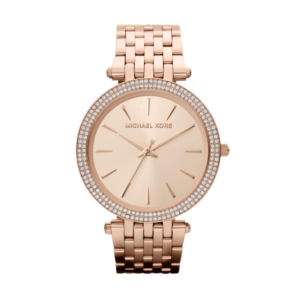 Michael Kors Ladies Darci Pave Rose Gold-Tone Watch