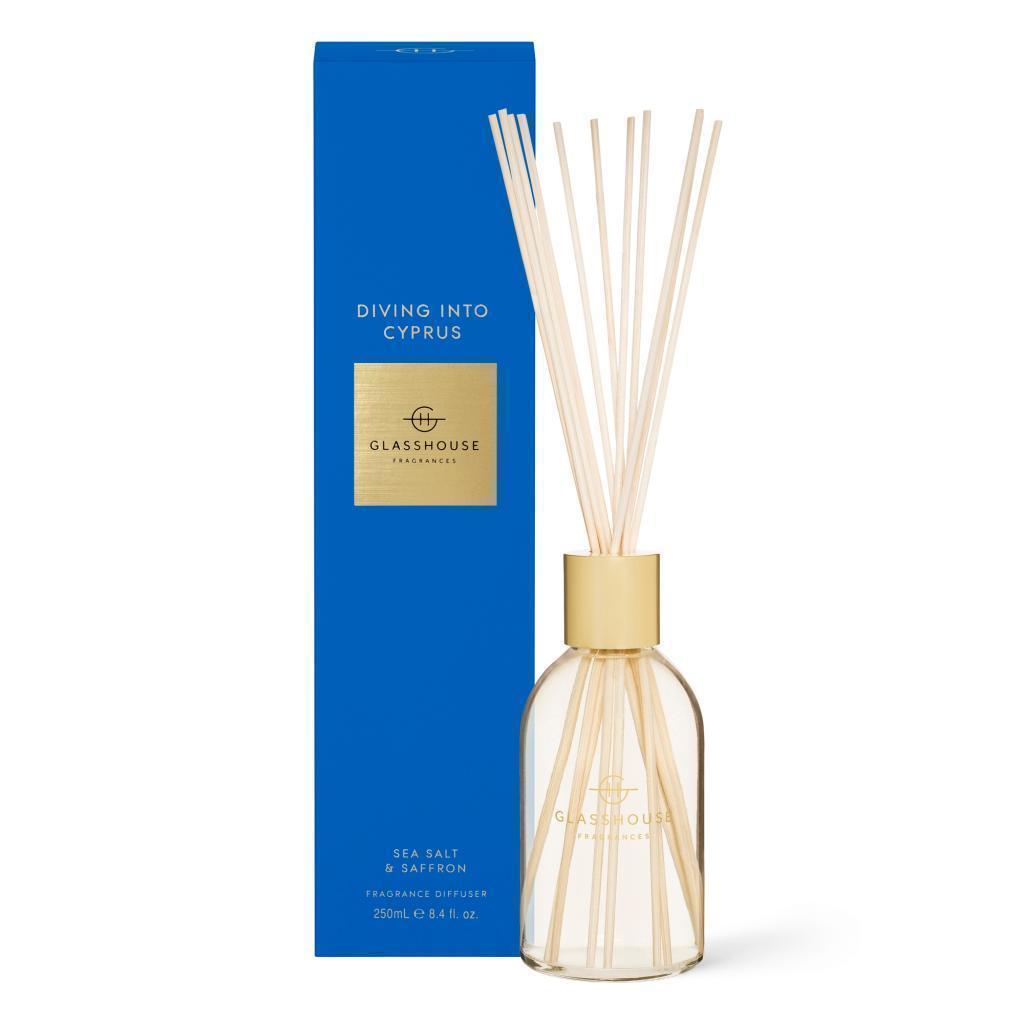 Glasshouse Fragrances 250ml Fragrance Diffuser Diving into Cyprus (Sea Salt & Saffron)