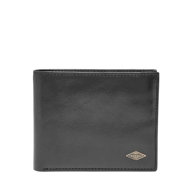 Fossil Mens - Ryan RFID Flip ID Bifold Leather Wallet - Black