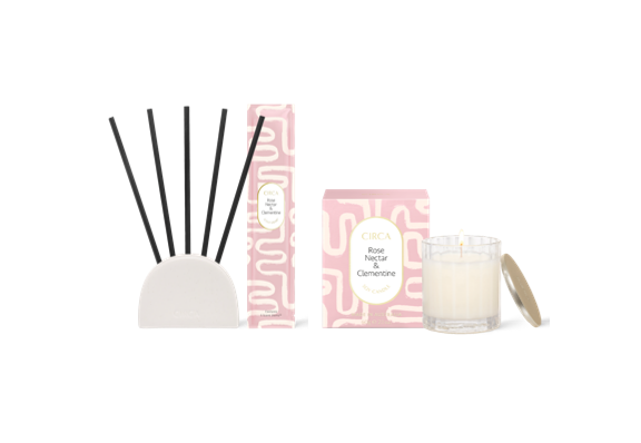 Circa Rose Nectar & Clementine Scent Stem Refills and Mini Soy Candle 60g
