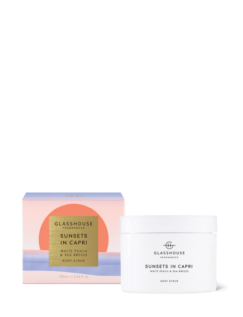 Glasshouse Sunsets in Capri - 250g Body Scrub White Peach & Sea Breeze