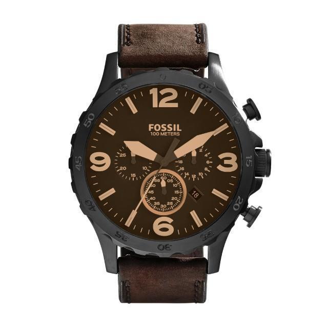 Fossil Gents Nate Leather Strap Brown Chronograph 50MM Watch