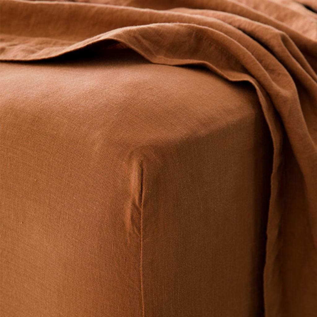 Cultiver Linen Fitted Sheet King CedarCedar