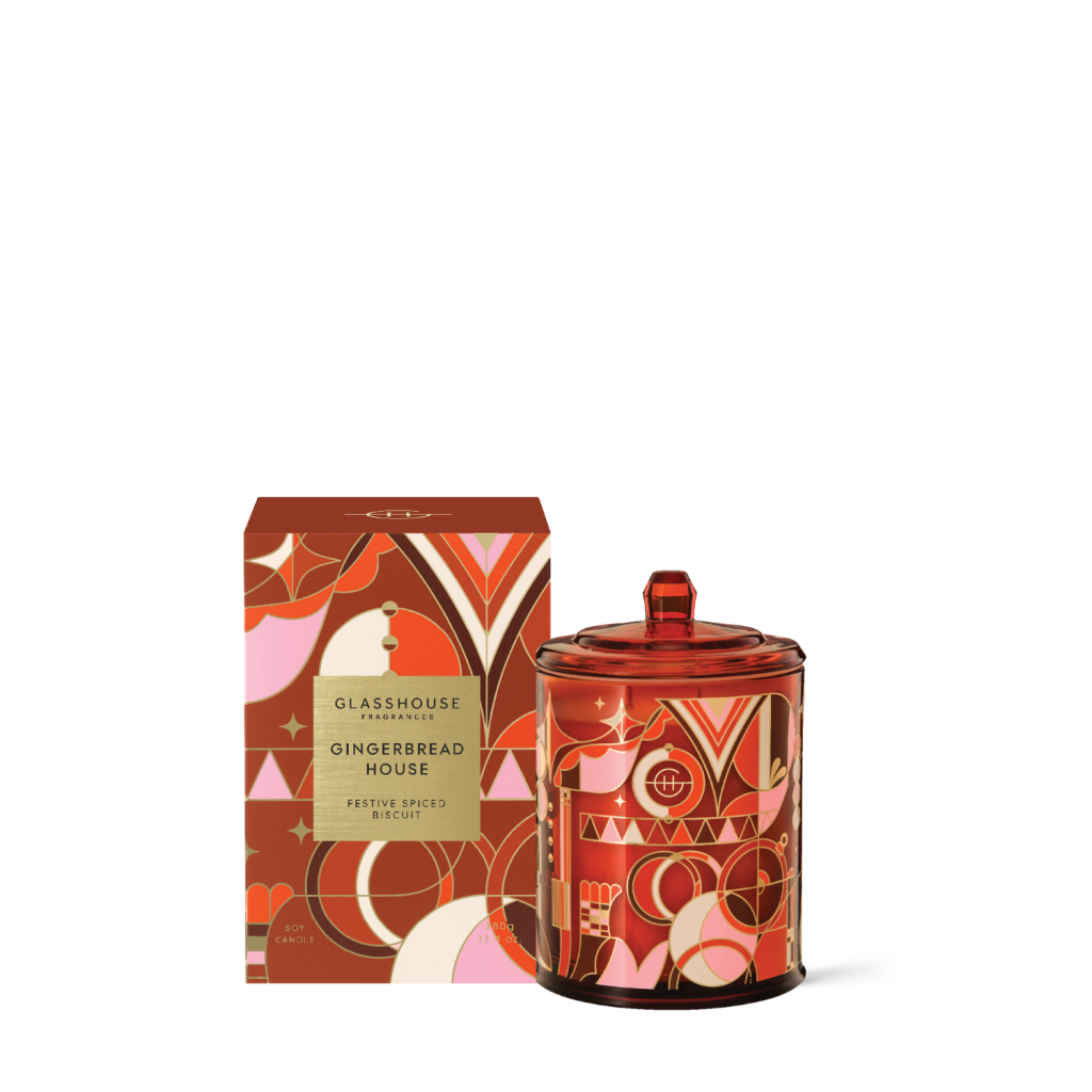 Glasshouse Festive Spiced Biscuit 380g Candle - Christmas - Gingerbread House - X24