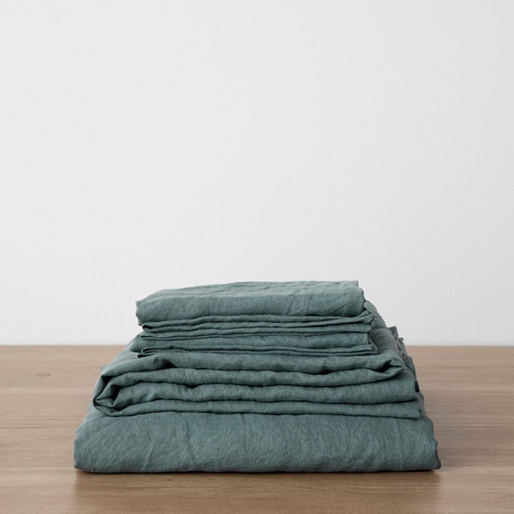 Cultiver Linen Sheet Set with Pillowcases Queen BluestoneBluestone