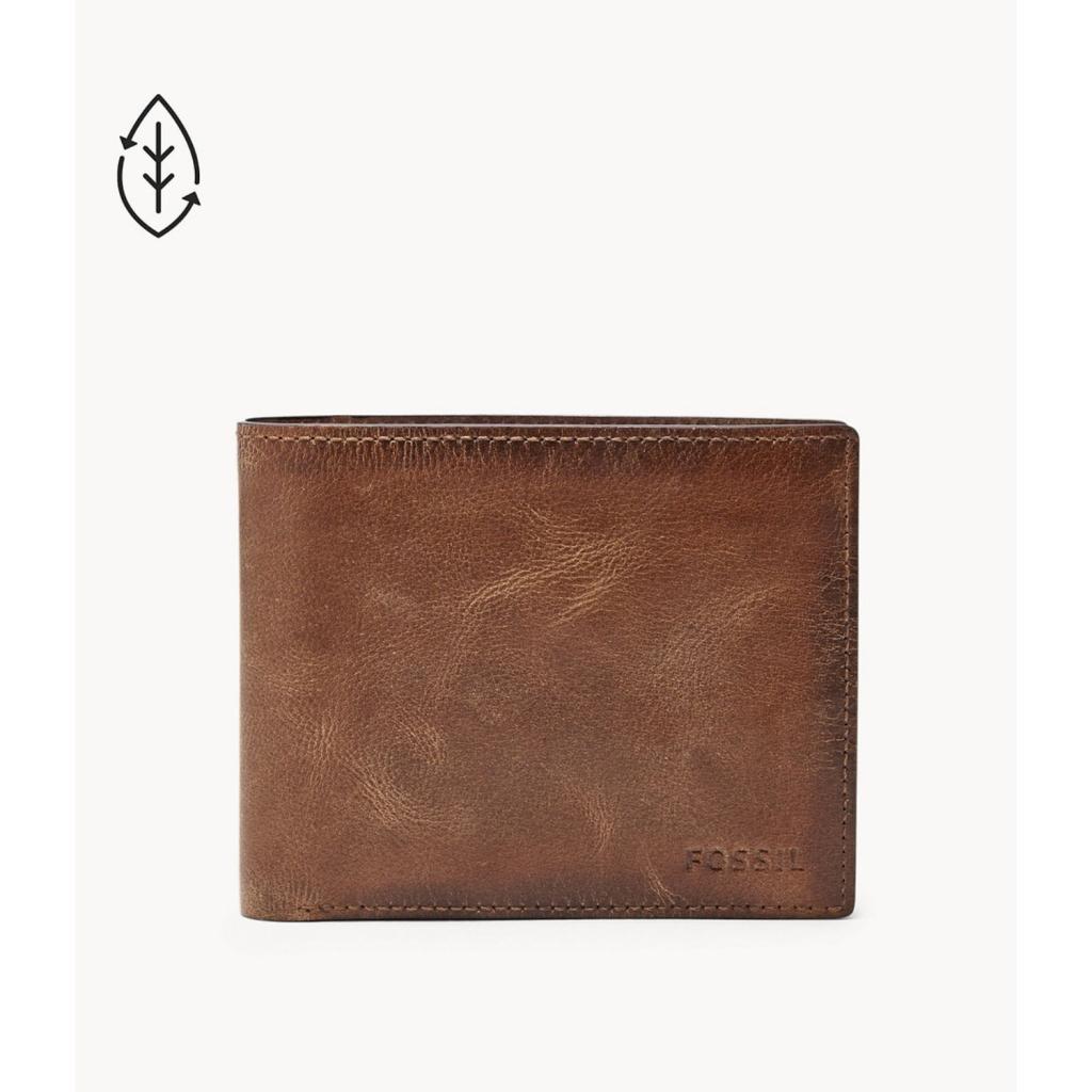 Fossil Men's Derrick Large Coin Pocket Bifold RFID Brown Brown