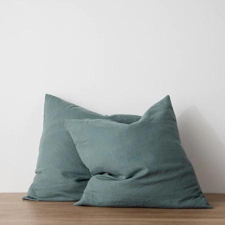 Cultiver Set of 2 Linen Euro Pillowcases Without Border BluestoneBluestone, Euro