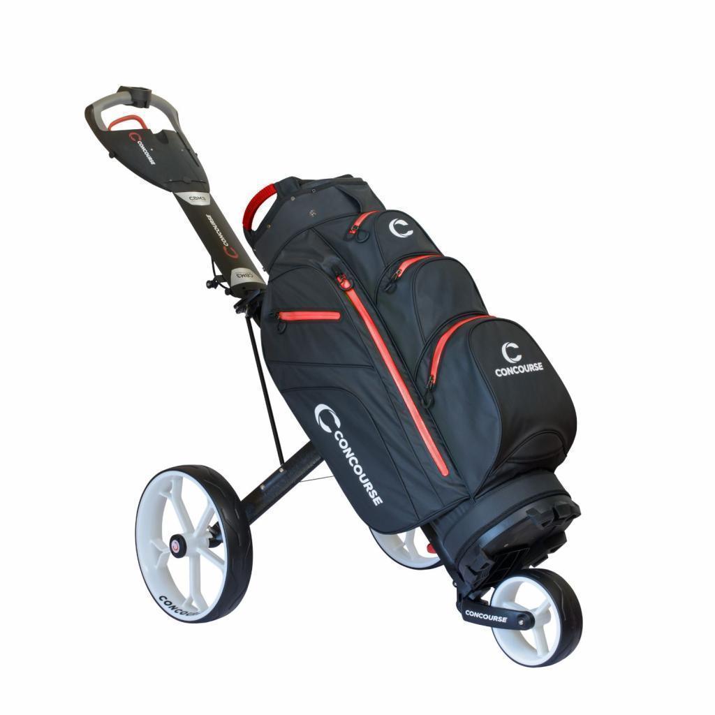 Concourse CBM3 Golf Buggy with - Wet Weather Bag Black/Red Version 1