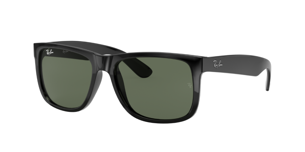 Ray-Ban Justin Black W/Green Size 55 (S)