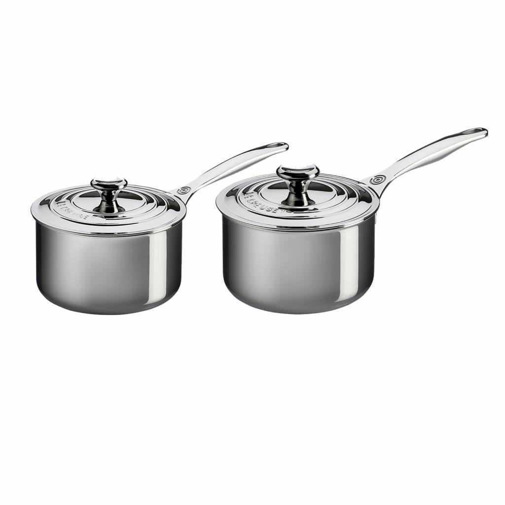 Le Creuset Signature 3-ply Stainless Steel 16cm Saucepan & Signature 3-ply Stainless Steel 18cm Saucepan