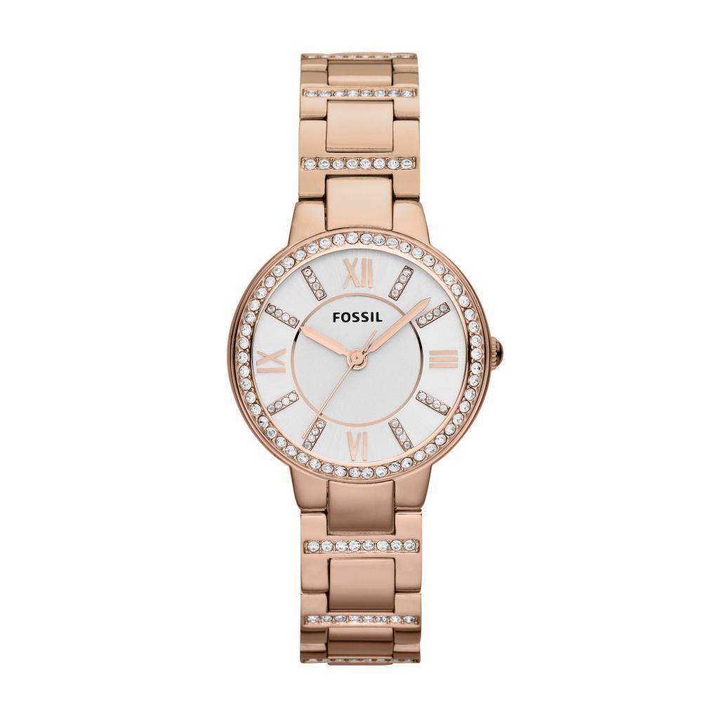 Fossil Ladies Virginia Glitz Rose Gold Stainless Steel Watch