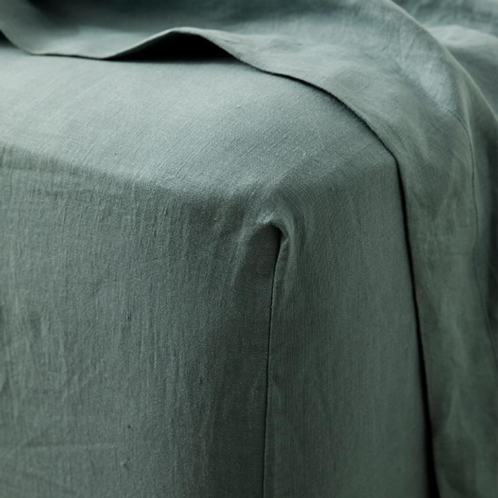 Cultiver Linen Fitted Sheet King BluestoneBluestone